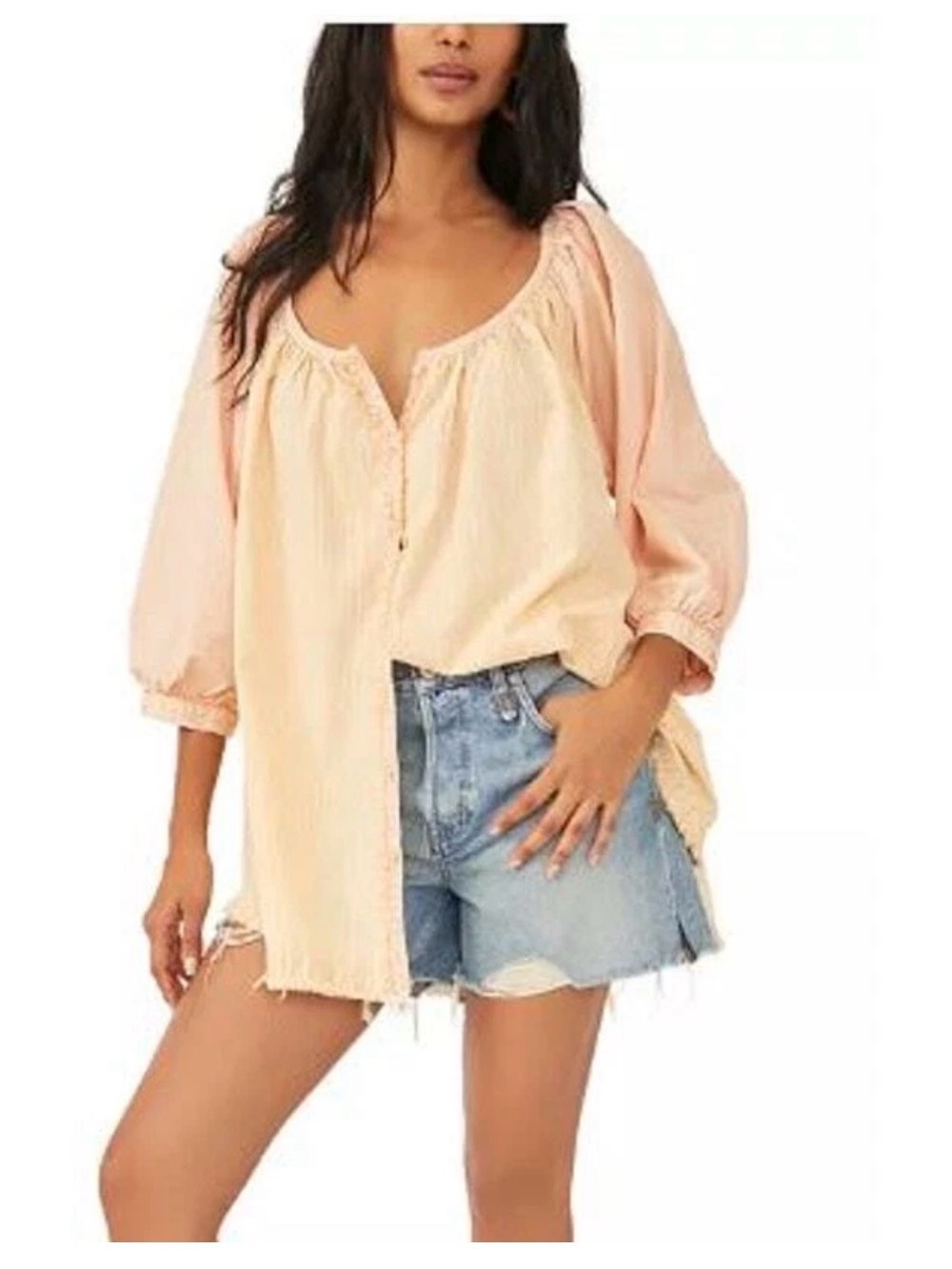 We the  free Oxford Swing Tunic top Long sleeve Small